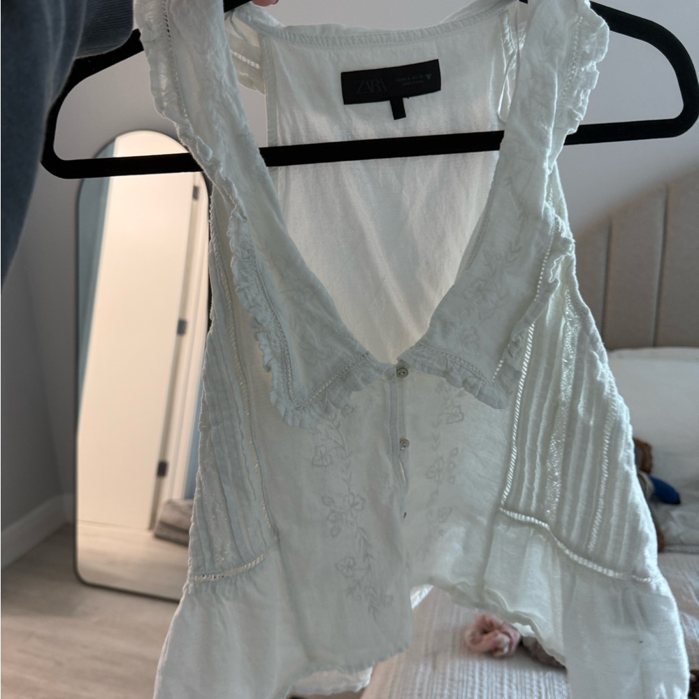 Zara Cream Ruffled Blouse - Picture 4 of 5